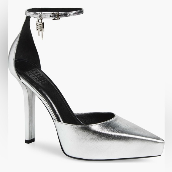 Givenchy G Lock Pointe Toe Platform Pump Calf Leather 110MM Silver size 41 - Picture 1 of 7